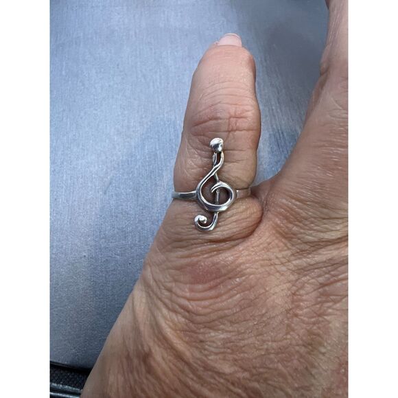 Sterling Silver Musical Note Ring SZ 5.5 - Picture 1 of 5